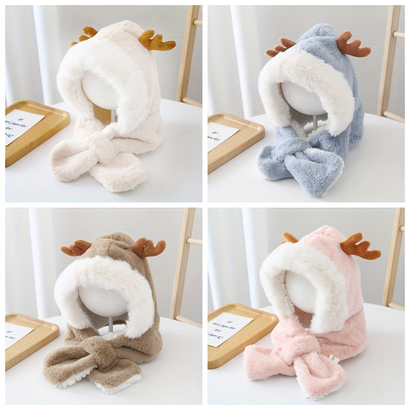 Gorro Infantil de Invierno con Orejas de Conejo y Bufanda