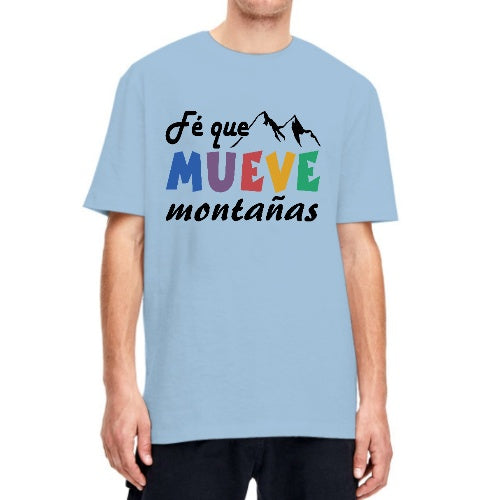 Camiseta celeste letra la fe