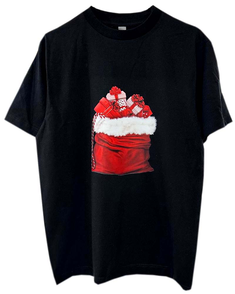 Playera Negro manga corta - Impreso DTF Caja navidad