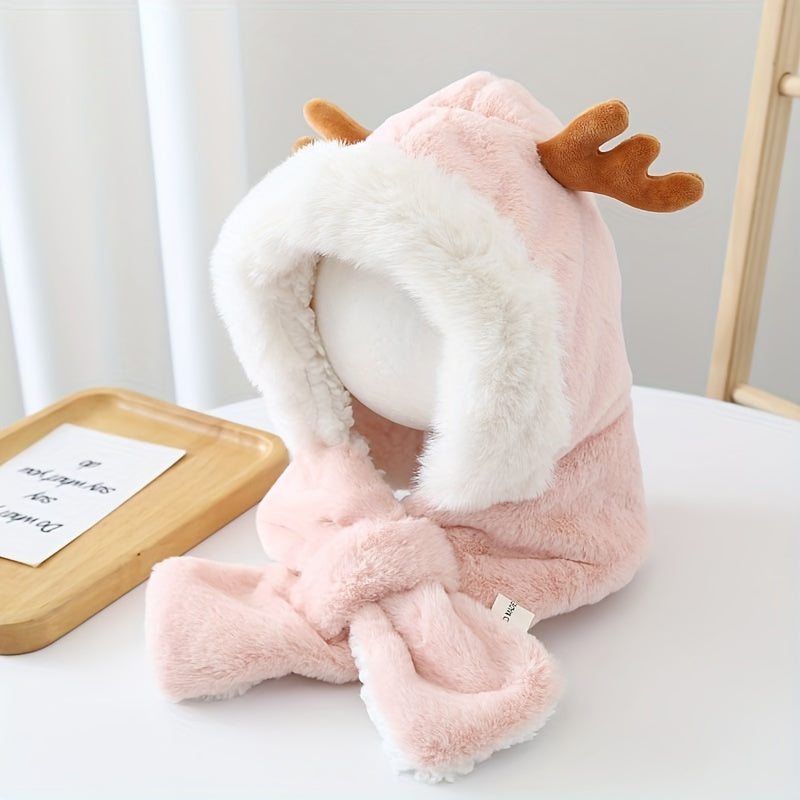 Gorro Infantil de Invierno con Orejas de Conejo y Bufanda