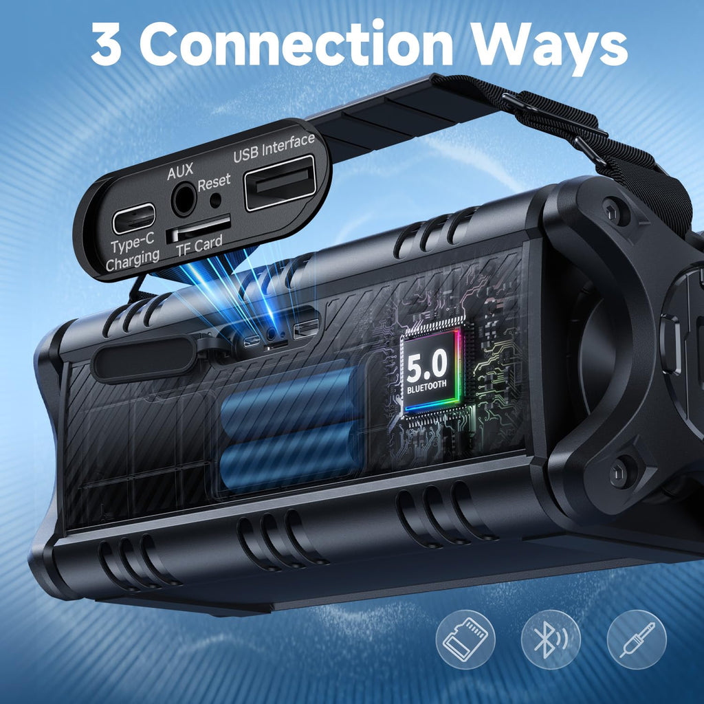 W-KING Bluetooth Speaker, 90W Max Portable Outdoor Speaker Loud, IPX6 Waterproof/50W Deep Bass Subwoofer/40H/EQ/Dual Pairing/TF/AUX, Large Boombox Speakers Bluetooth Wireless for Party/Beach/Jobside