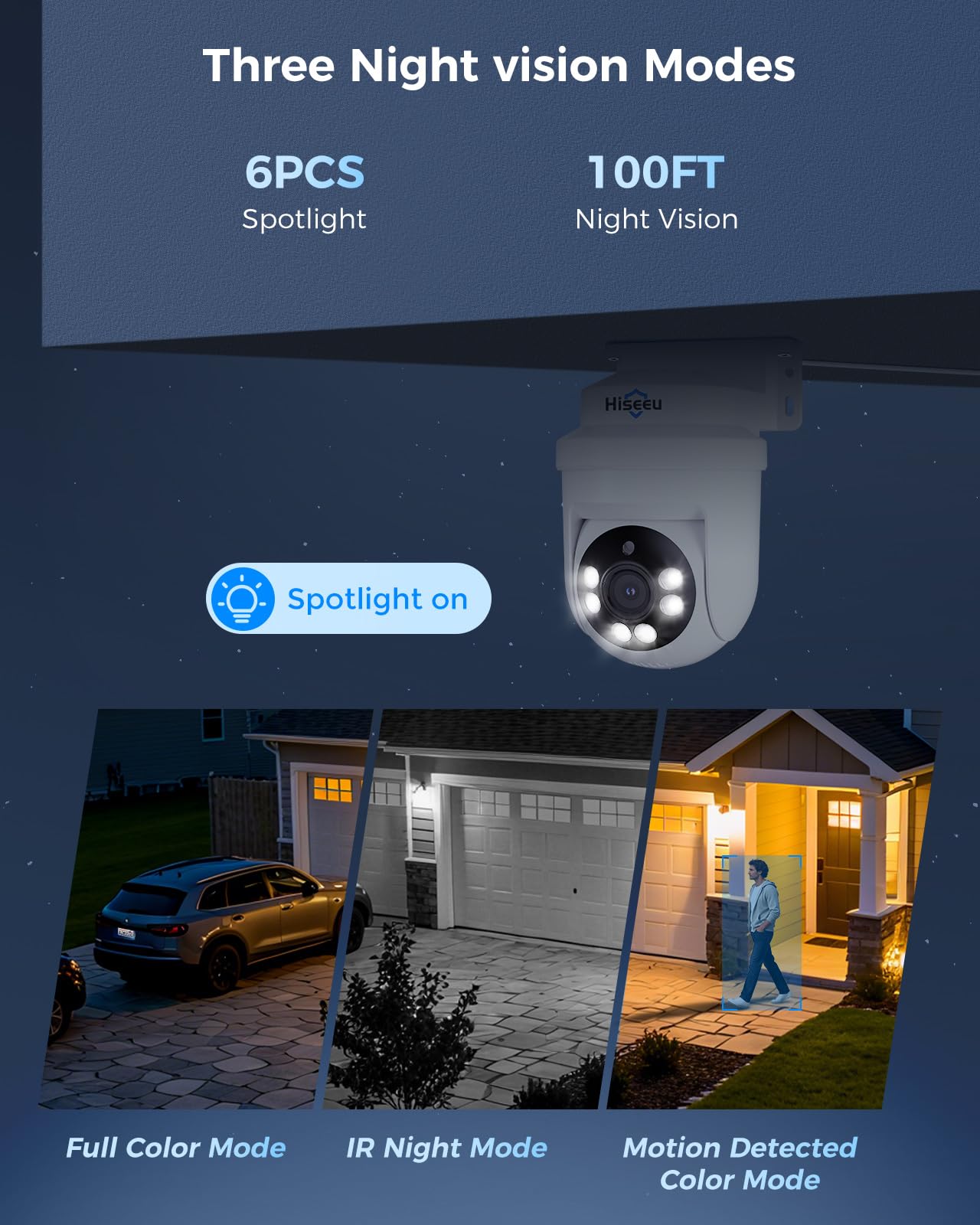 Hiseeu 3K PTZ Wired Security Camera System Outdoor with Color Night Vision,Audio,8 x 5MP IP67 CCTV Cameras,5MP DVR 8CH,360°Coverage,Person/Vehicle Detection,Alarm Spotlight,3TB HDD,24/7 Recording
