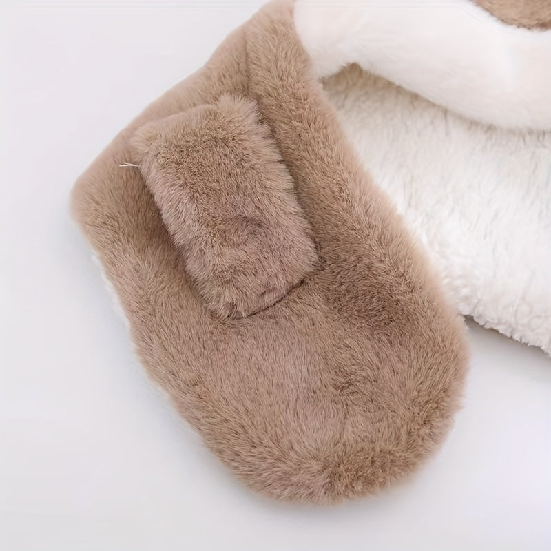 Gorro Infantil de Invierno con Orejas de Conejo y Bufanda