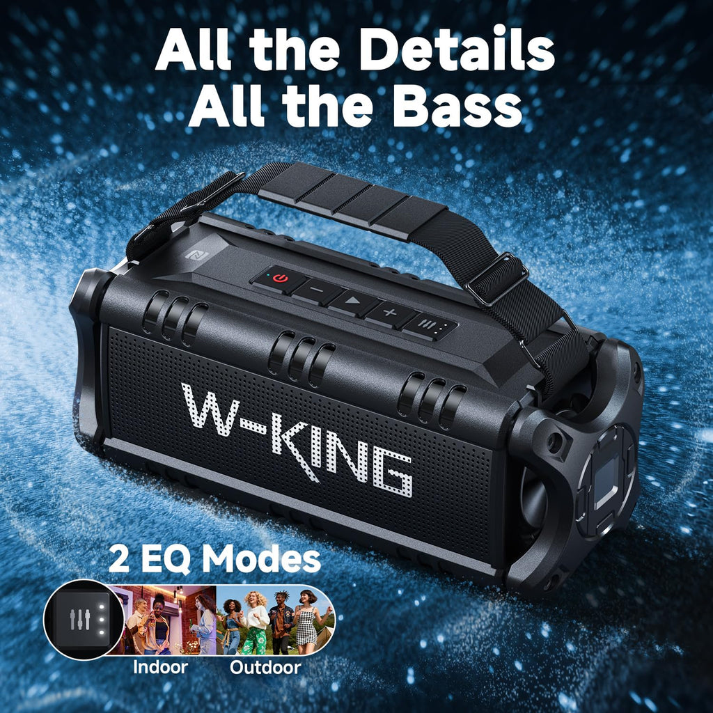 W-KING Bluetooth Speaker, 90W Max Portable Outdoor Speaker Loud, IPX6 Waterproof/50W Deep Bass Subwoofer/40H/EQ/Dual Pairing/TF/AUX, Large Boombox Speakers Bluetooth Wireless for Party/Beach/Jobside