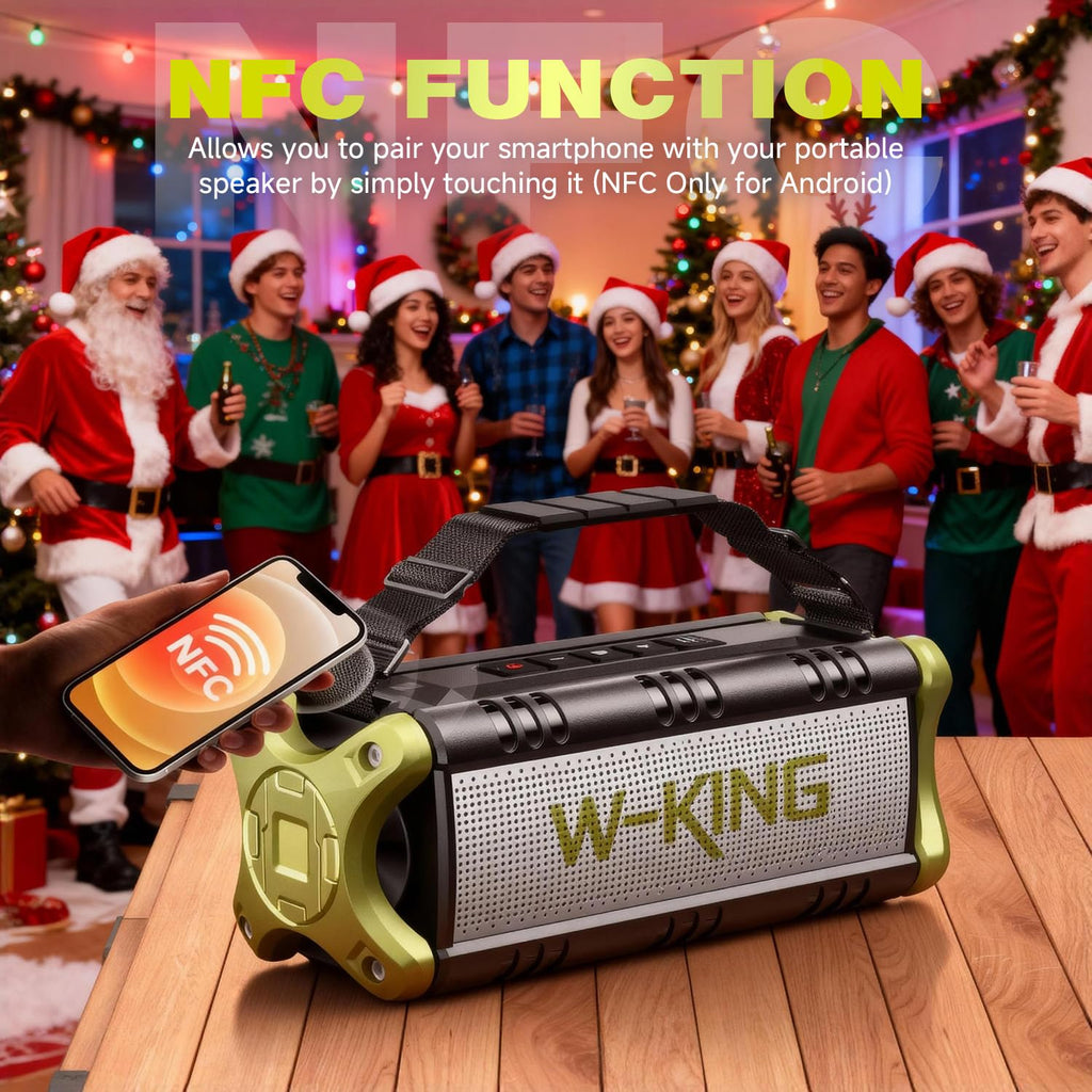 Bluetooth Speaker, 90W Max Outdoor Speaker, Loud Portable Speakers Wireless with 50W Deep Bass, Large Boombox Sound, IPX6 Waterproof, 40H, EQ, Dual Pairing, Subwoofer *2,TF, for Beach/Garage/Jobsite