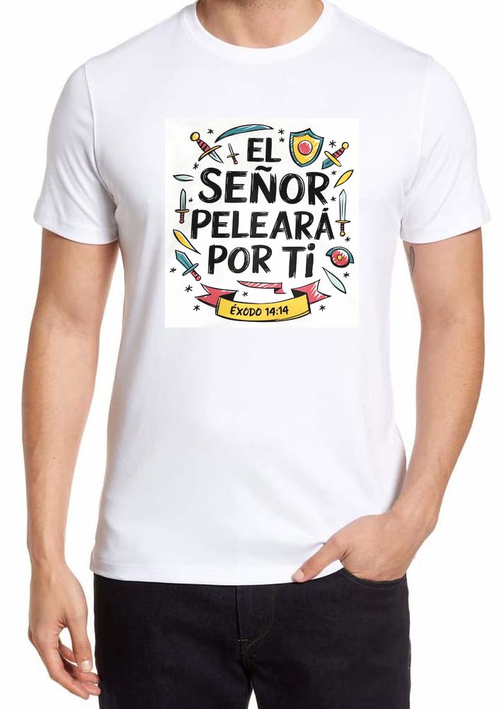 Camiseta manga corta blanco mensaje cristiano Talla M