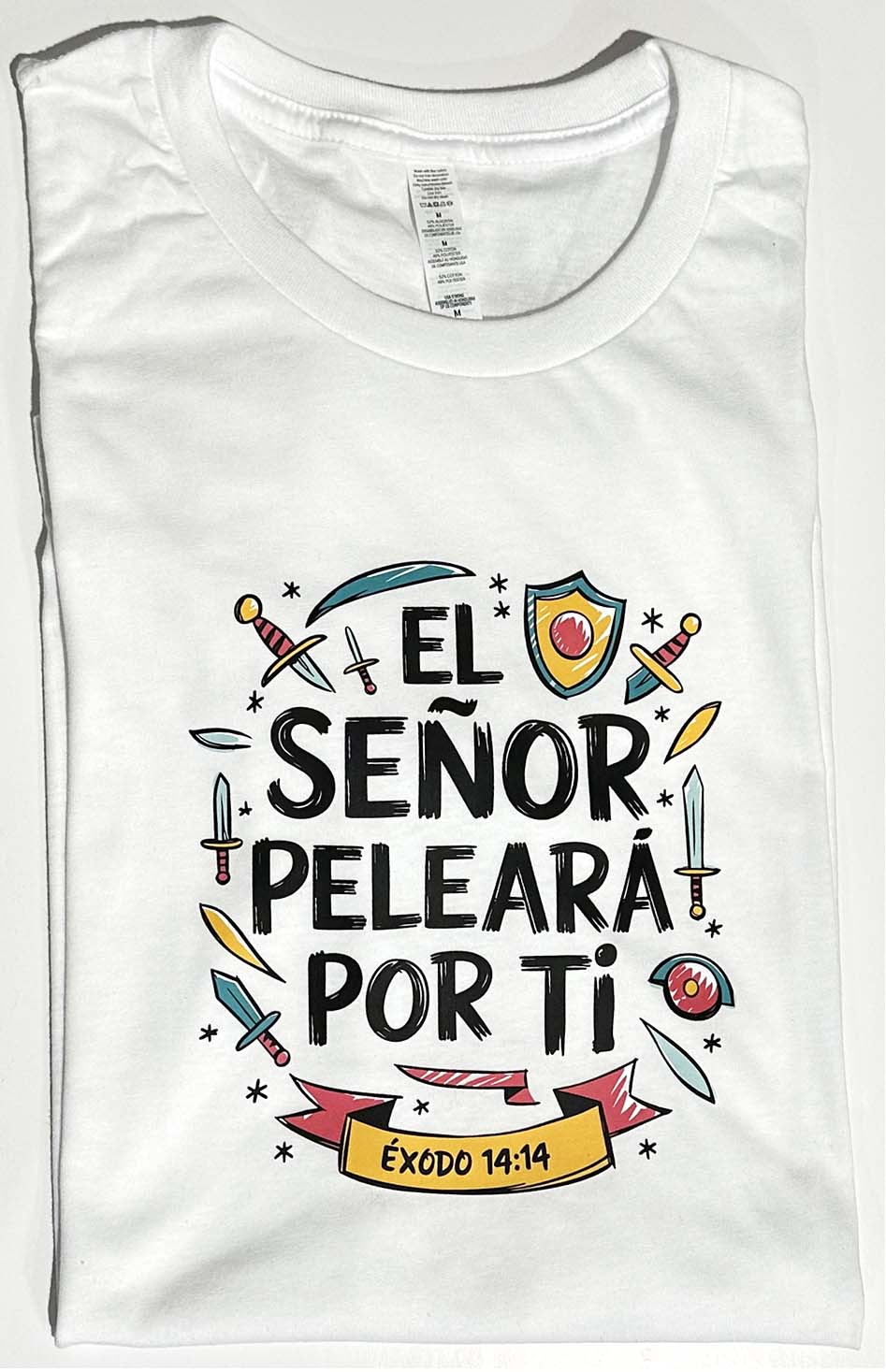 Camiseta manga corta blanco mensaje cristiano Talla M