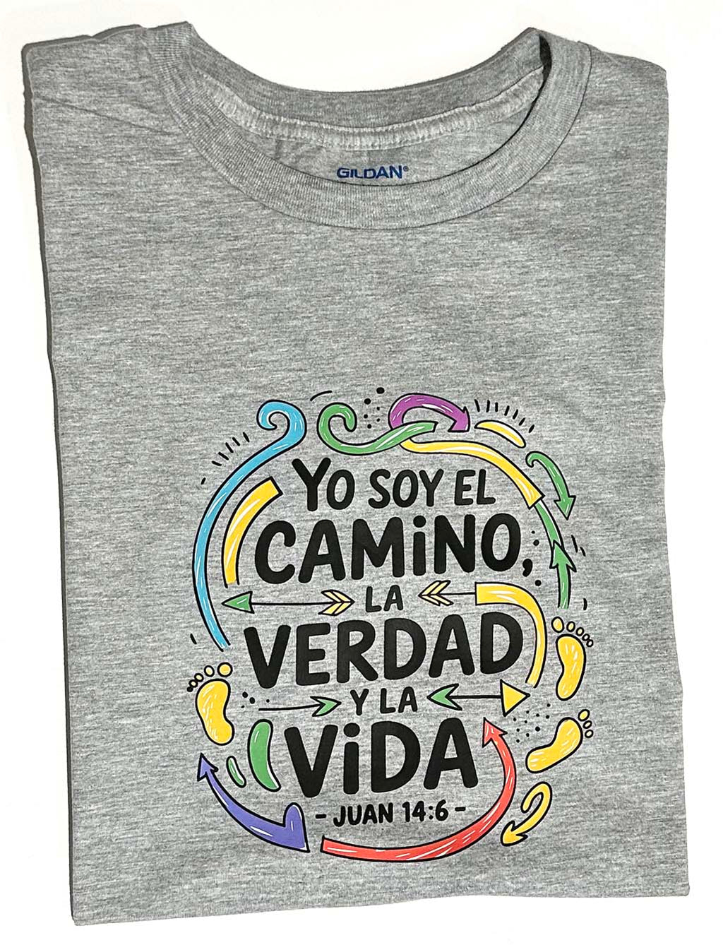 Camiseta manga corta gris- mensaje cristiano Talla: M