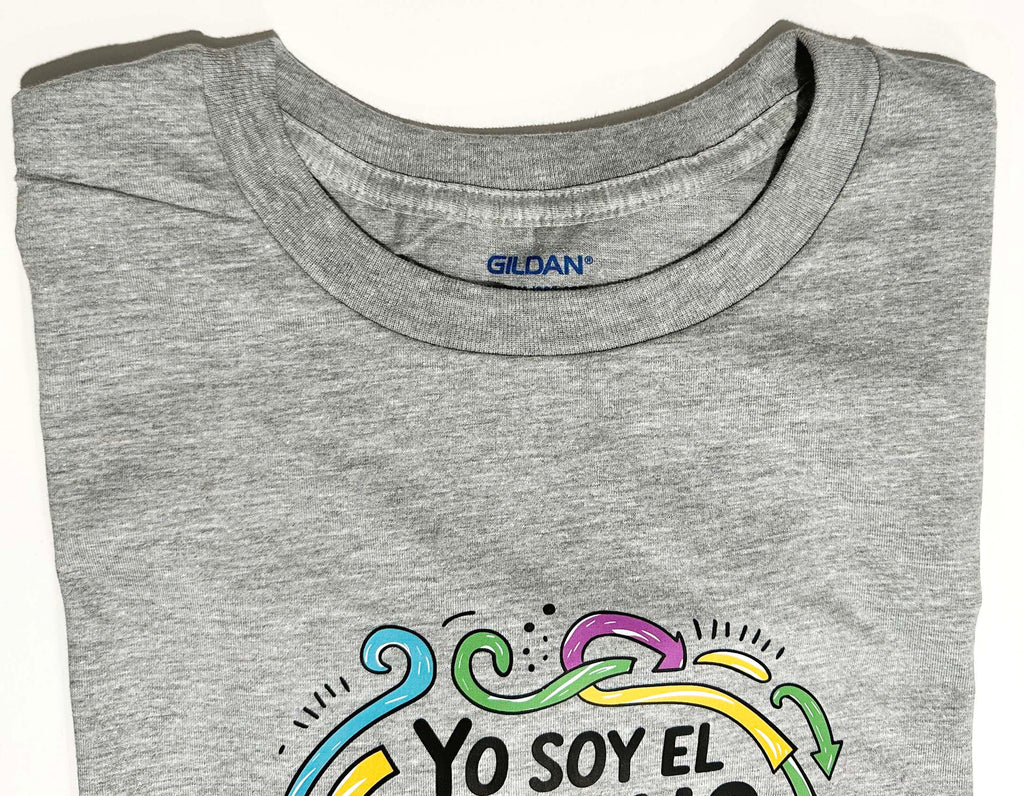 Camiseta manga corta gris- mensaje cristiano Talla: M