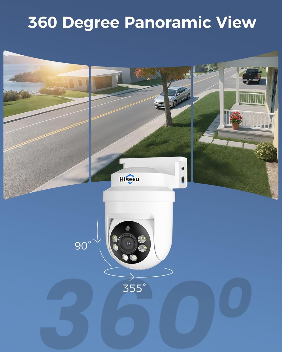 Hiseeu 3K PTZ Wired Security Camera System Outdoor with Color Night Vision,Audio,8 x 5MP IP67 CCTV Cameras,5MP DVR 8CH,360°Coverage,Person/Vehicle Detection,Alarm Spotlight,3TB HDD,24/7 Recording