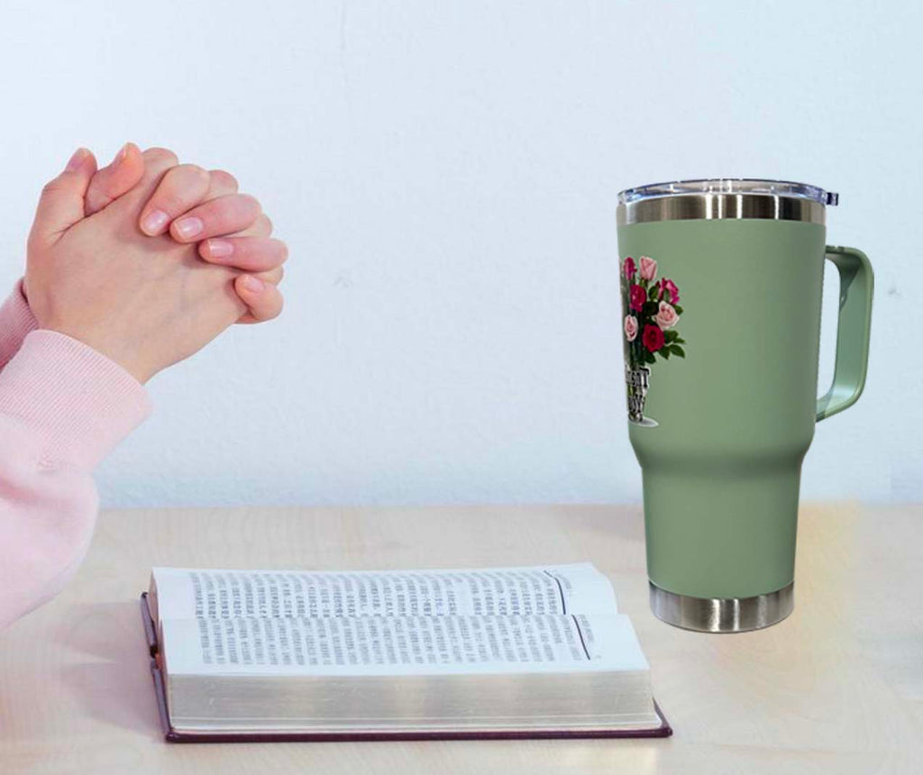 Personalizado - 20oz Insulated Tumbler with Handle Stainless Steel Travel Coffee Mug with Lid and Straw Double Wall Vacuum Leak-proof Reusable Thermal Water Cup for Hot and Cold Drinks