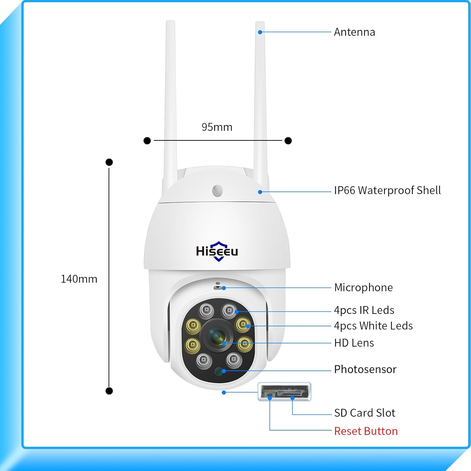 Hiseeu 3MP Security Camera Outdoor,WiFi Camera, Auto Tracking&Light Alarm Floodlight & Color Night Vision,Two-Way Audio, Plug-in Cable,Compatible Wireless System