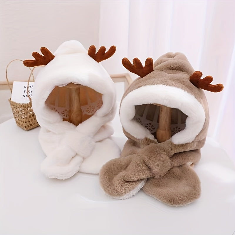 Gorro Infantil de Invierno con Orejas de Conejo y Bufanda