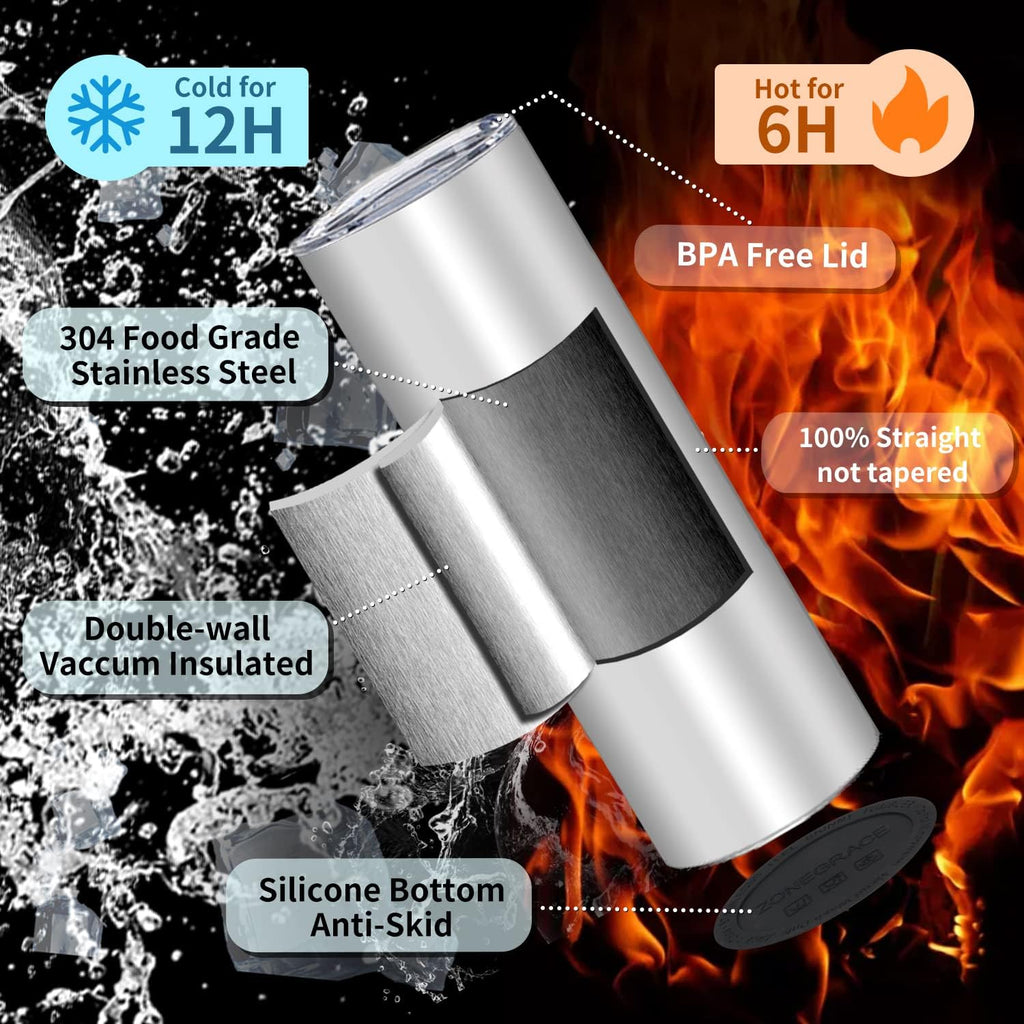 Tumblers 20 OZ Stainless Steel Double Wall Insulated  is good for keeping your drinks warm or cold for a longer time,